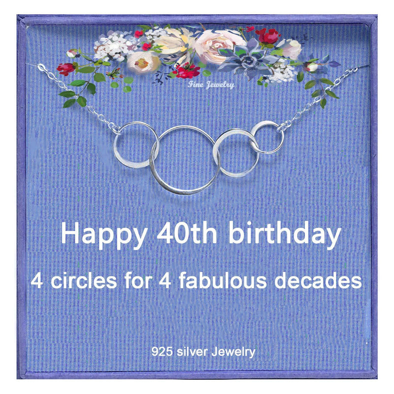 [Australia] - Birthday Gifts for 40th Women 40 Years Old Women 4 Circles Necklace Silver Jewellery For Women 