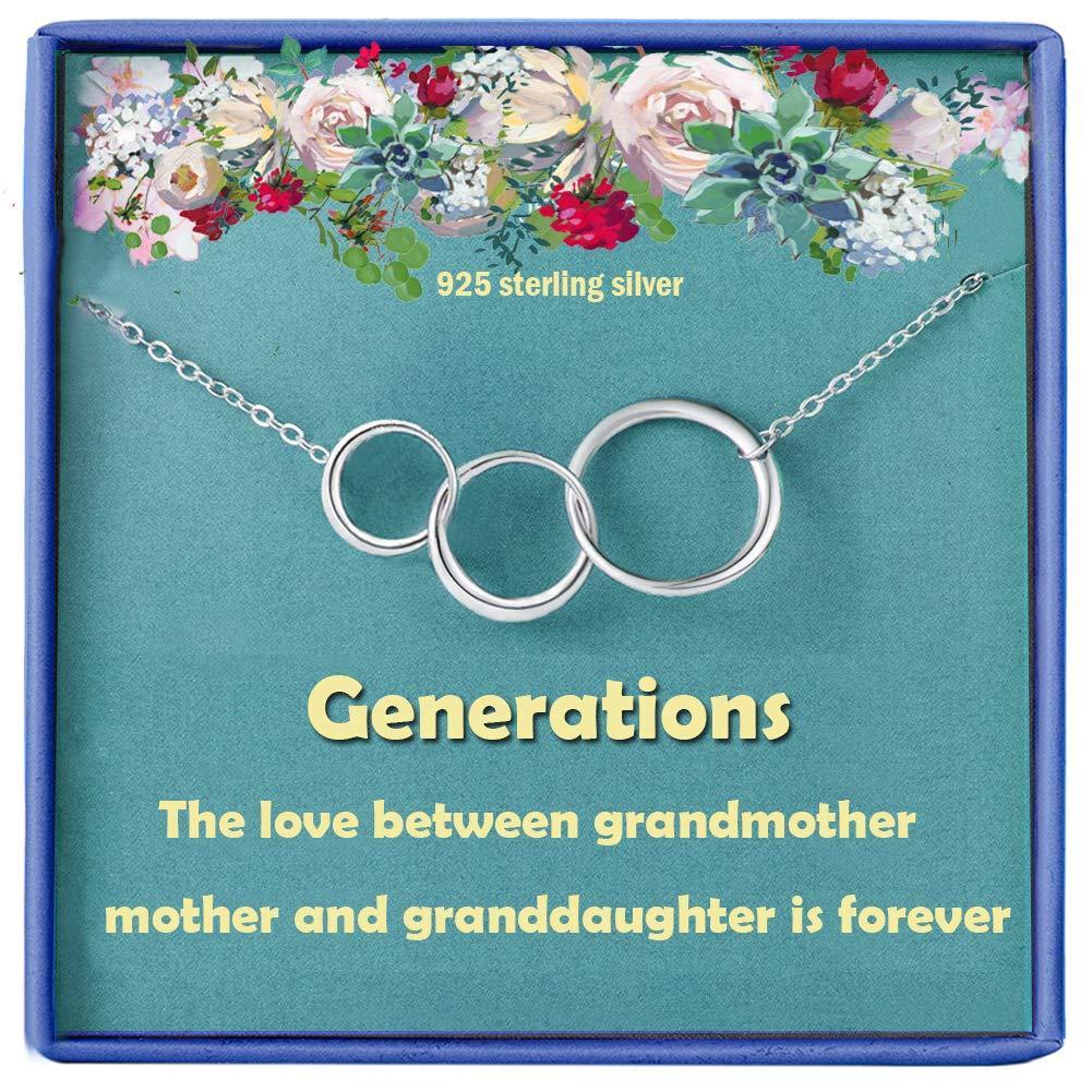 [Australia] - Grandmother Gifts for Grandma Present Nana Jewellery Mum Necklace Silver Circle Infinity Pendants Mothers day Granddaughter Birthday Present for Grandma gifts Women 