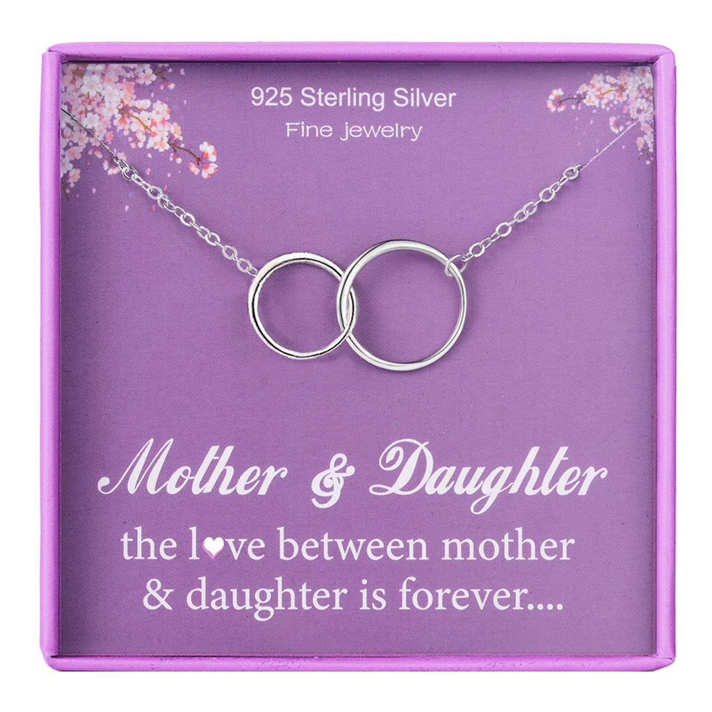 [Australia] - Mum Gifts for Mothers day Gift from Daughter Necklace Silver Valentines Day Gifts for Daughter 2 Circles Mom Birthday Gifts Mother's day Gifts Bride Gifts Ideas Unique Jewelry… 