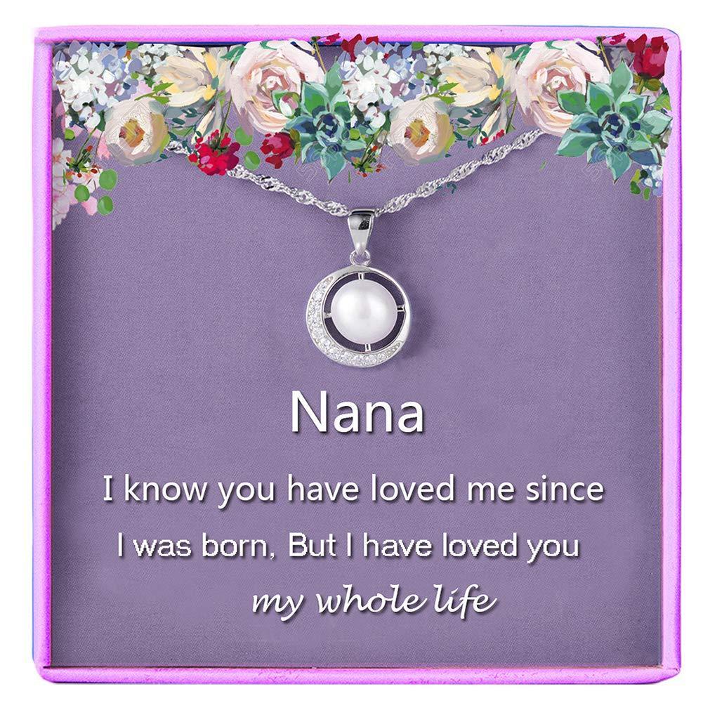 [Australia] - Nana Gifts for Grandma Necklace Silver Pearl Pendant Jewellery Grandma Birthday Mothers day Gift from Grandkiddies,Grandma Gifts 