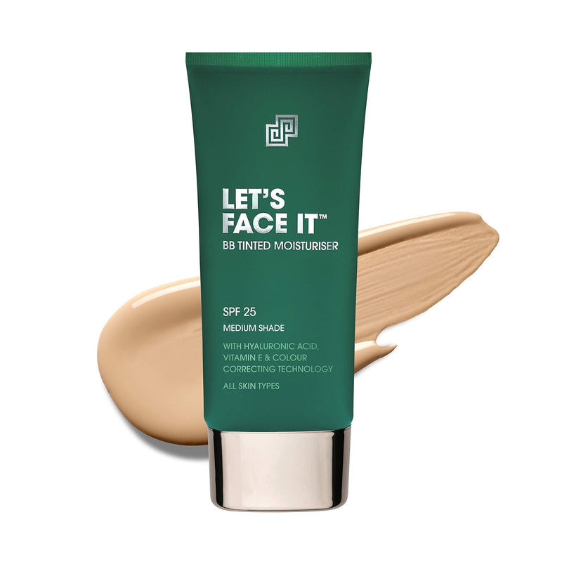 [Australia] - Shakeup Cosmetics - Let's Face It - BB Vegan Tinted Moisturiser For Men SPF 25, Cooling and Hydrating, 24 Hour Moisturisation, Makeup For Men (Medium Shade) 50ml Medium 
