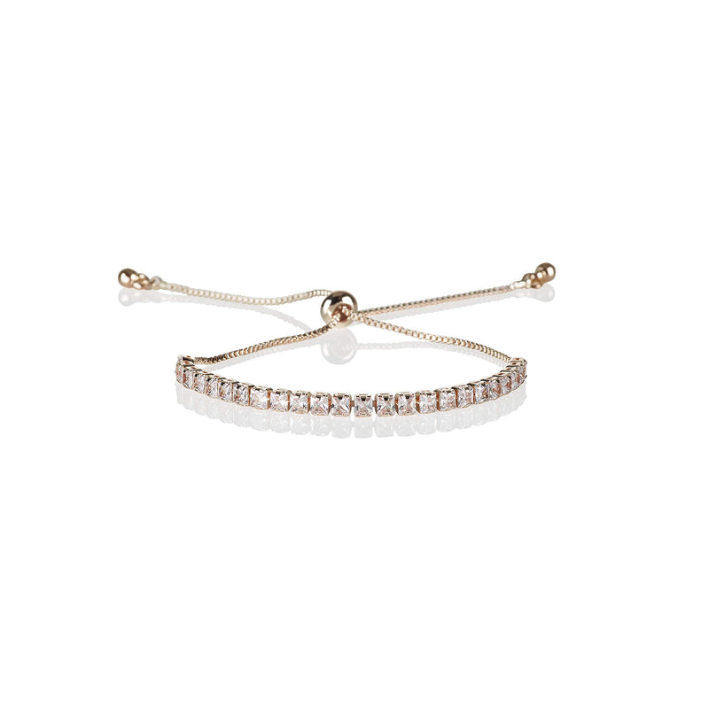 [Australia] - ZAVANA Adjustable Bracelets for Womens. Rose Gold Bracelets for Women with Clear Zirconia Stones. Delicate Rose Gold Bracelet for Women with Adjustable Bead Fastening. 