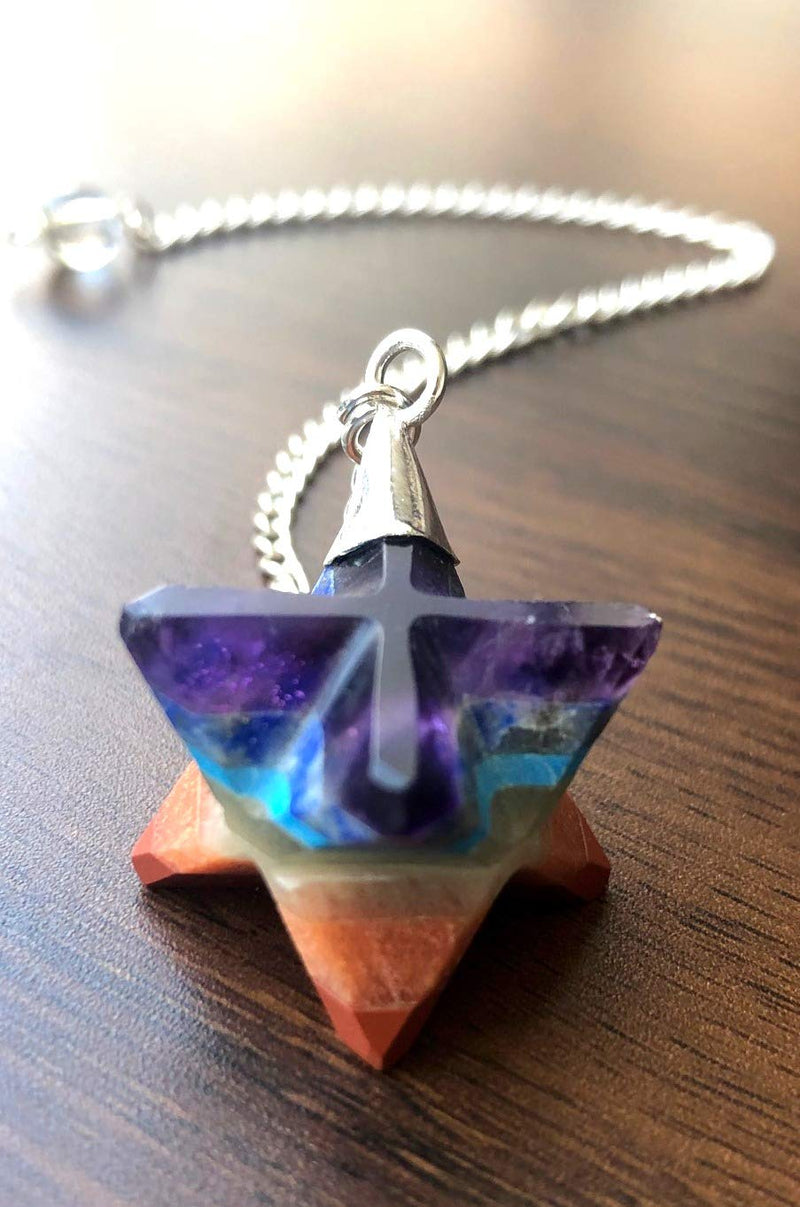[Australia] - crystalmiracle Chakra Merkaba Star Pendulum Crystal Healing Metaphysical Gemstone Reiki Feng Shui Fashion Jewelry Gift Spiritual Peace Meditation Handcrafted Accessory 