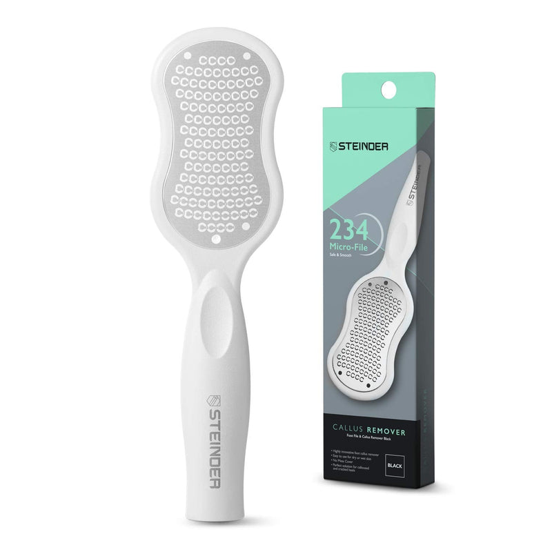 [Australia] - Steinder Foot File for Hard Skin Remover, Foot Scrubber Scraper, Feet Pedicure Kit, Foot Grater, Heel File, Foot Care Kit - White 
