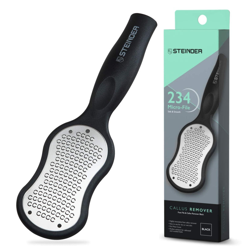 [Australia] - Steinder Foot File, Feet Scrubber for Hard Skin, Heel Scraper Dry Skin, Rough Skin Remover for Feet, Foot Pedicture Kit, Foot Rasp - Black 