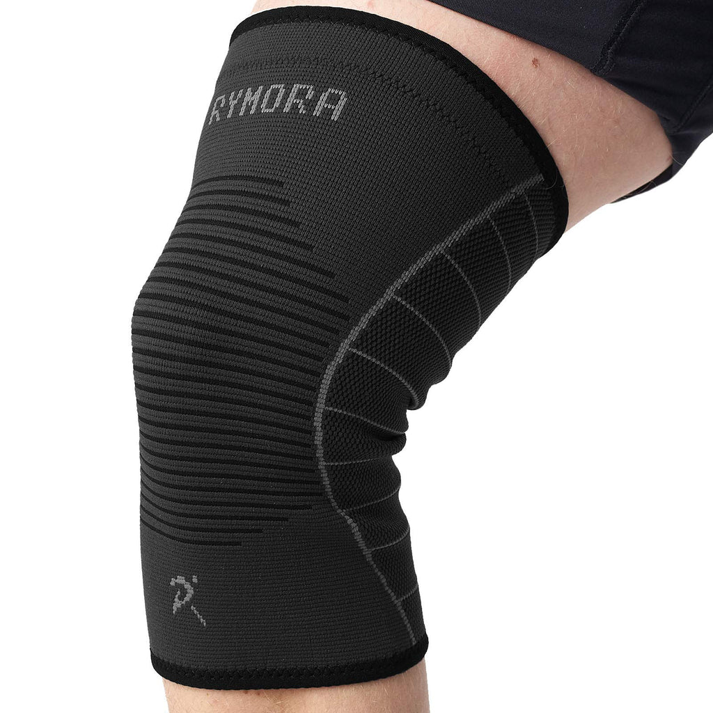 [Australia] - Rymora Knee Support Brace for Woman and Man- Knee Compression Sleeves, Comfortable and Secure Sleeve Supports for Weight Lifting, Running, Sports, Weak Joints, Fitness (2XL, Single, Black) 2XL 1 