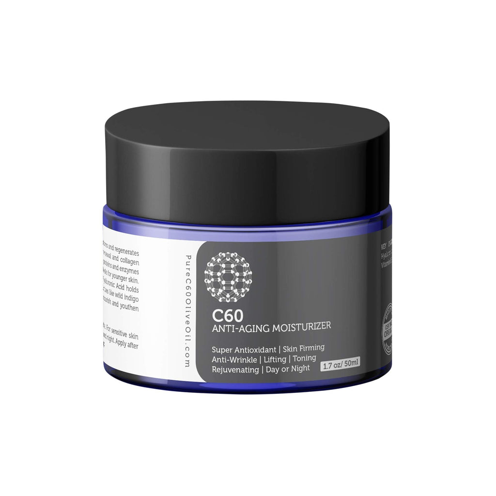 [Australia] - PureC60OliveOil Carbon 60 Anti-Aging Moisturiser 50ml with Hyaluronic Acid, Vitamins B + C + E & CoQ 10 for Men & Women Made With Organic Ingredients - From The Leading Global Producer 