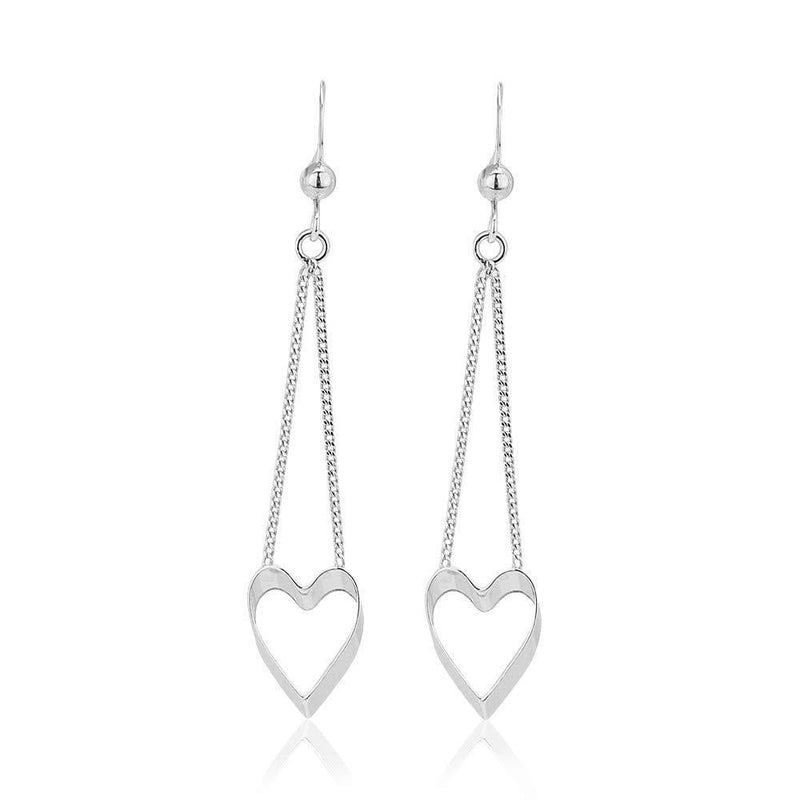 [Australia] - Vanbelle Sterling Silver Jewelry Dangling Heart Earrings with Rhodium Plating for Women and Girls 