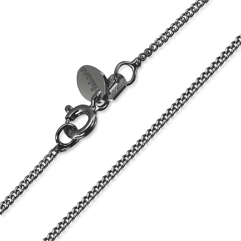 [Australia] - Amberta - Royal Black Collection - 925 Sterling Silver - 1.3 mm Curb Chain Necklace - Various Lengths 16 inch 