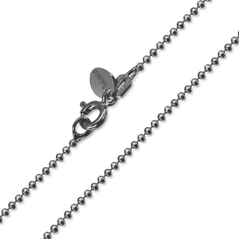 [Australia] - Amberta - Royal Black Collection - 925 Sterling Silver - 1.2 mm Ball Chain Necklace - Various Lengths 28 inch 