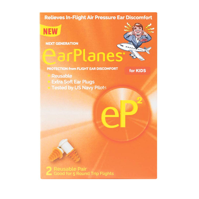 [Australia] - EarPlanes EP2 Ultra-Reusable Earplugs, Airplane Pressure Prevention Earplugs for Children/Smaller Ears. (2 Pairs) 