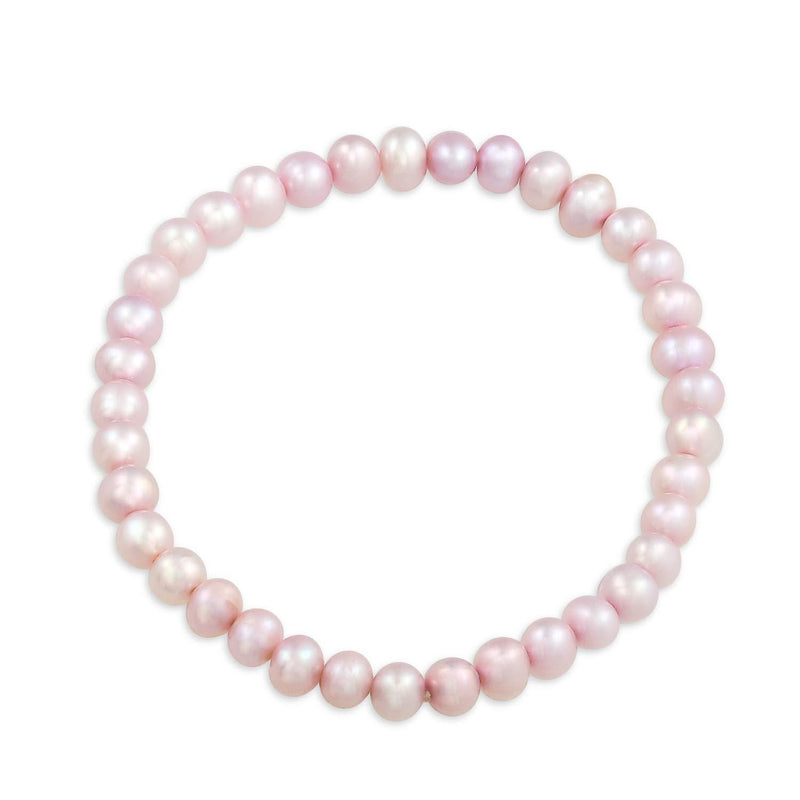 [Australia] - Bling Jewelry Simple Pink White Freshwater Cultured Pearl Stackable Single Strand Stretch Bracelet for Women for Teen Flower Wedding 