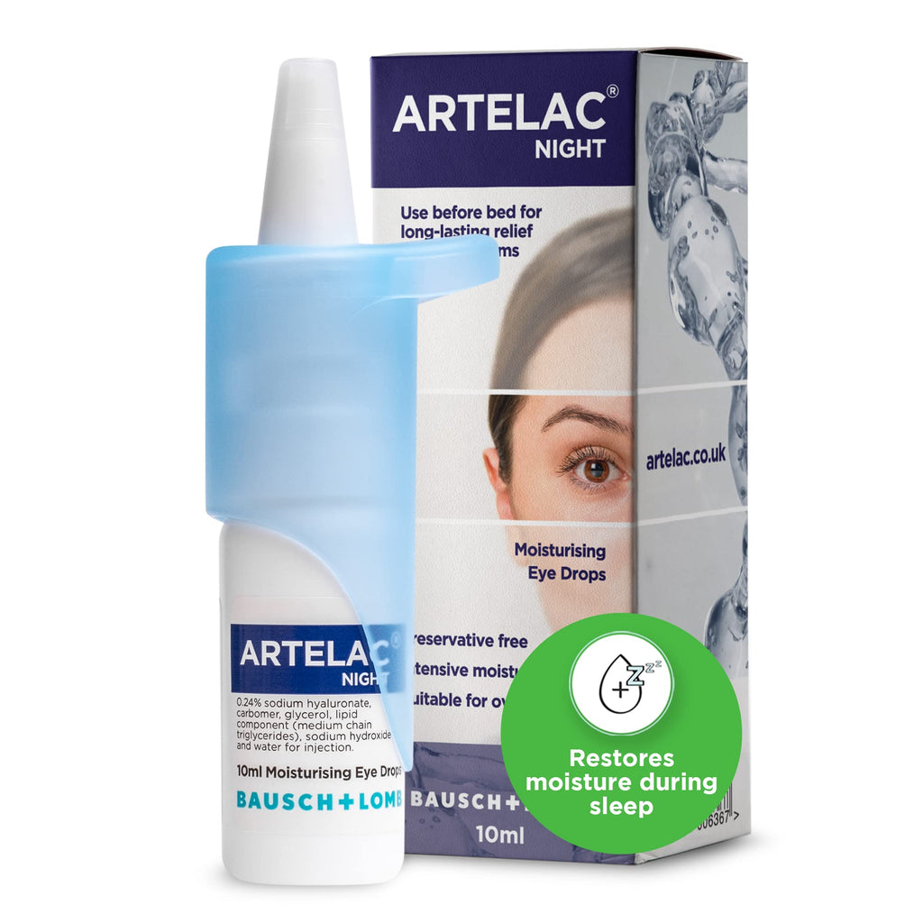 [Australia] - Artelac Night Eye Drops, Symptom Relief for Tired, Dry, Stressed, Gritty, Burning and Tearing Eyes, Preservative Free and Restores Moisture During Sleep, 10ml 