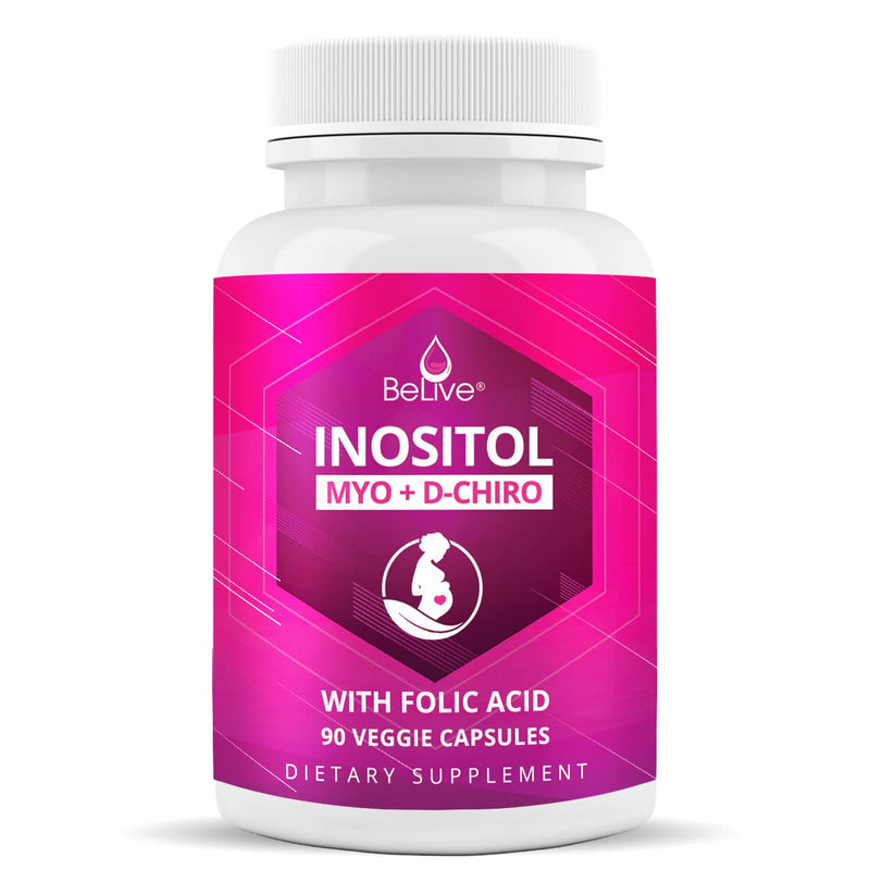 [Australia] - Myo-Inositol & D-Chiro Inositol Capsules with Folic Acid for PCOS - Fertility Supplements for Women, Most Optimal 40 to 1 Ratio, Hormonal Balance, Ovarian Function Support for Women (90 Ct) 