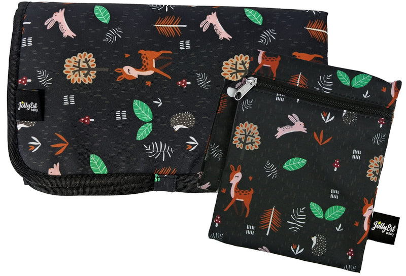 [Australia] - JollyEst® Foldable Travel Changing Mat | Extra Large 70cm x 55cm, Padded, Free Wet-Dry Bag Black 