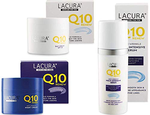 [Australia] - Lacura Q10 Renew Moisturising Face Creams Night plus Day 50 millilitre and Aldi Lacura Renew Q10 Multi Intensive Serum 50 millilitre bundle 