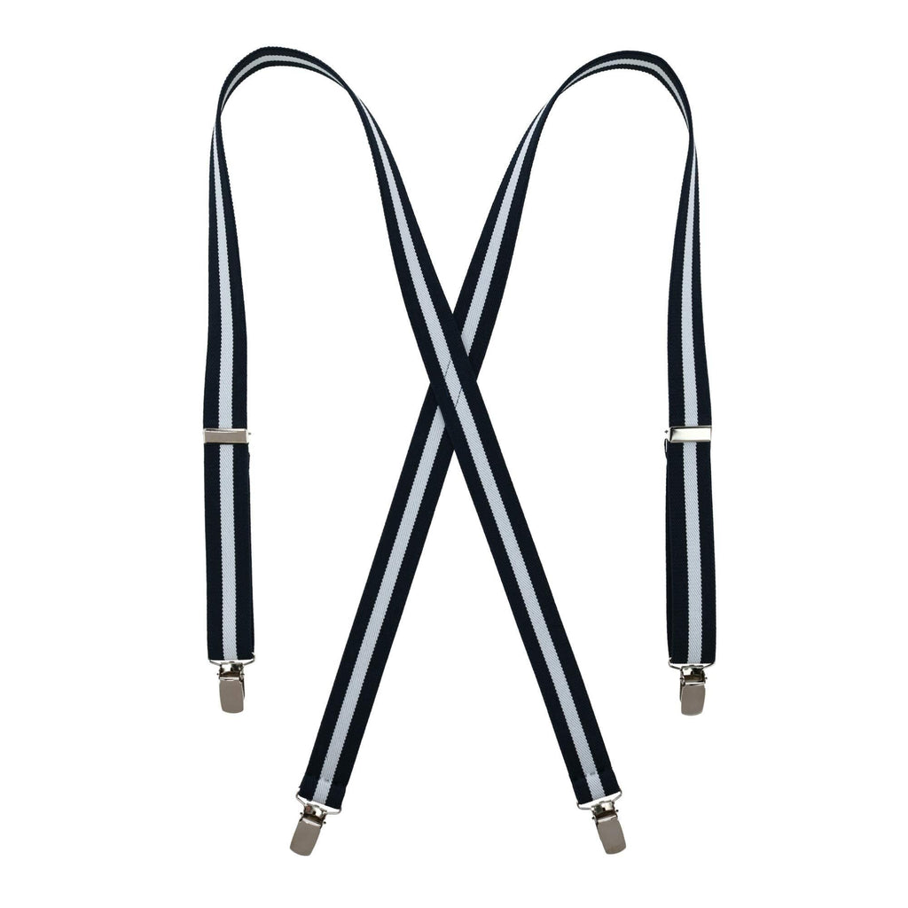 [Australia] - CTM Women's Elastic X-Back Navy and White Pinstripe Braces 