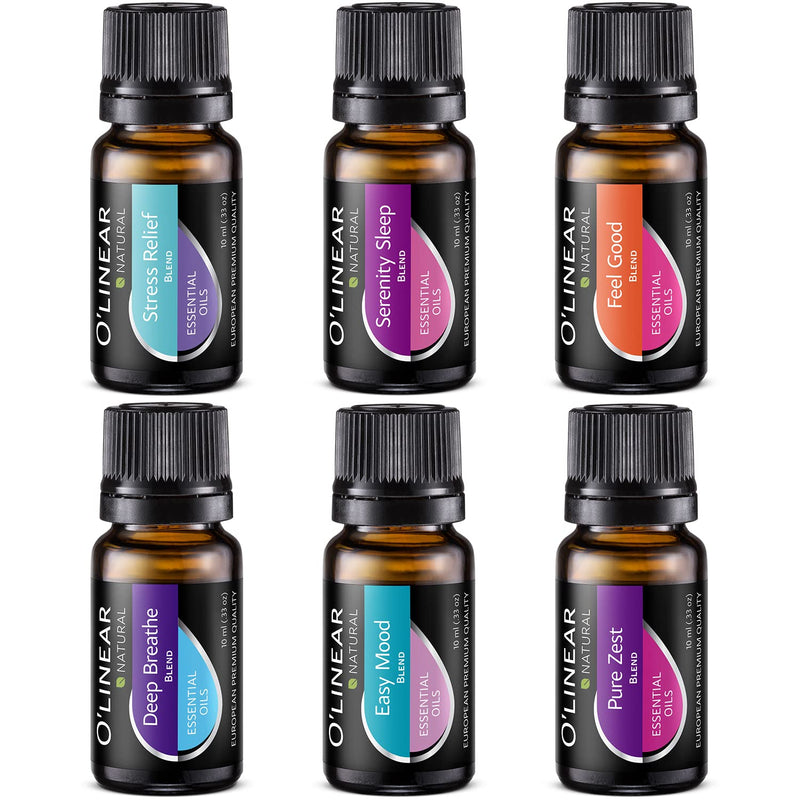 [Australia] - Top 6 Blends Essential Oils Set - Aromatherapy Diffuser Blends Oils for Sleep, Mood, Breathe, Muscle Relief, Temptation, Feel Good, Anxiety Relief 