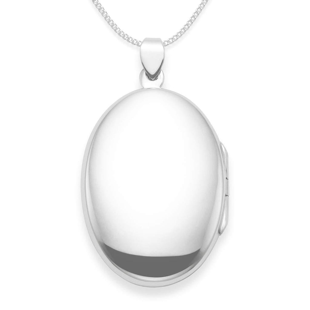 [Australia] - Sterling Silver Locket Necklace on Silver chain - Large Oval Locket - Size: 34mm x 22mm - weight: 6.7gms. Heather Needham Silver Gift Boxed. 8002 43.0 Centimetres 