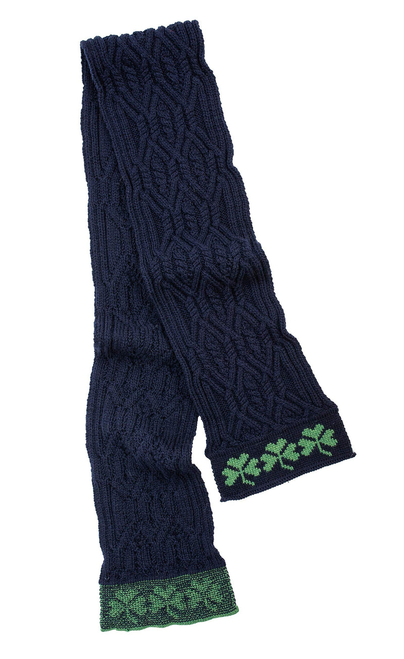 [Australia] - SAOL 100% Merino Wool Tree of Life Aran Wool Scarf for Ladies, in Natural/Navy/Green Navy 
