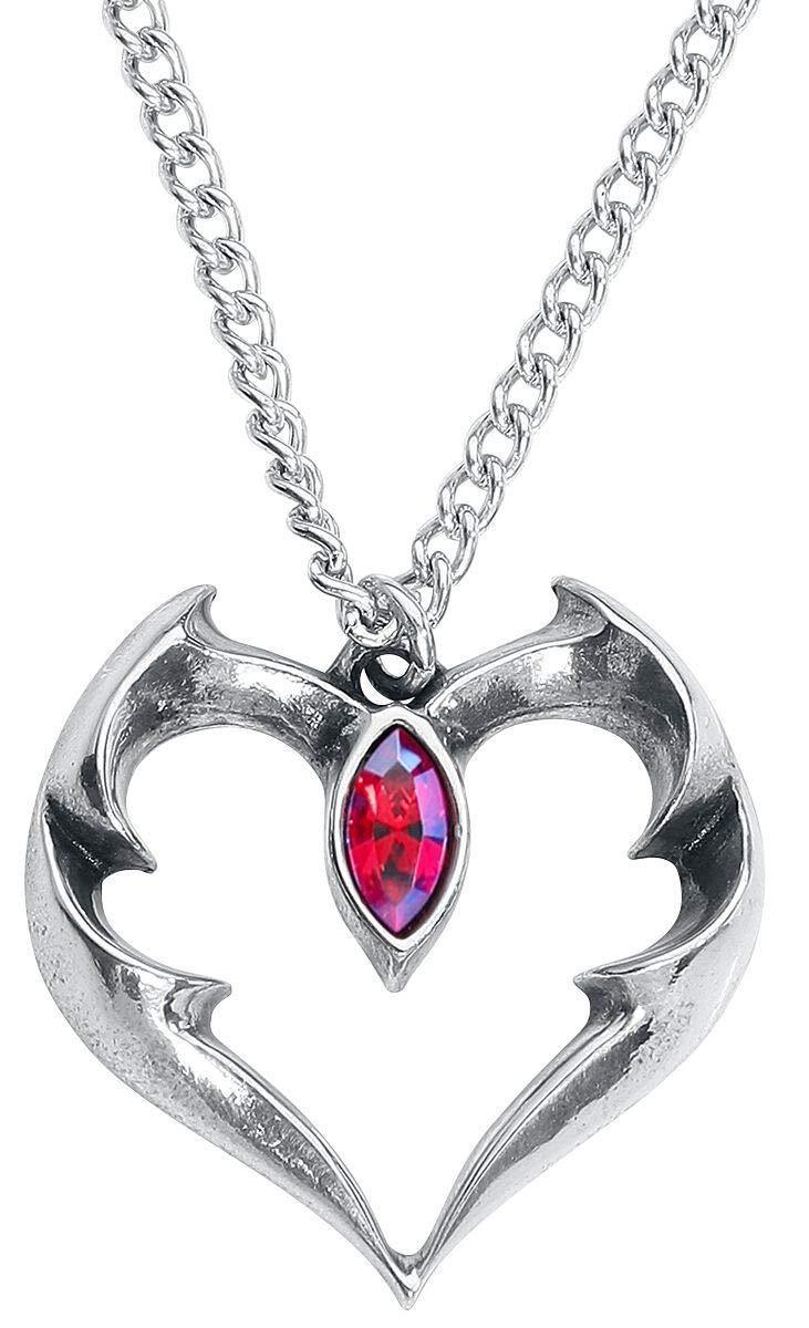 [Australia] - Alchemy Gothic Batheart Pendant Women Necklace Silver-Coloured, Pewter, 