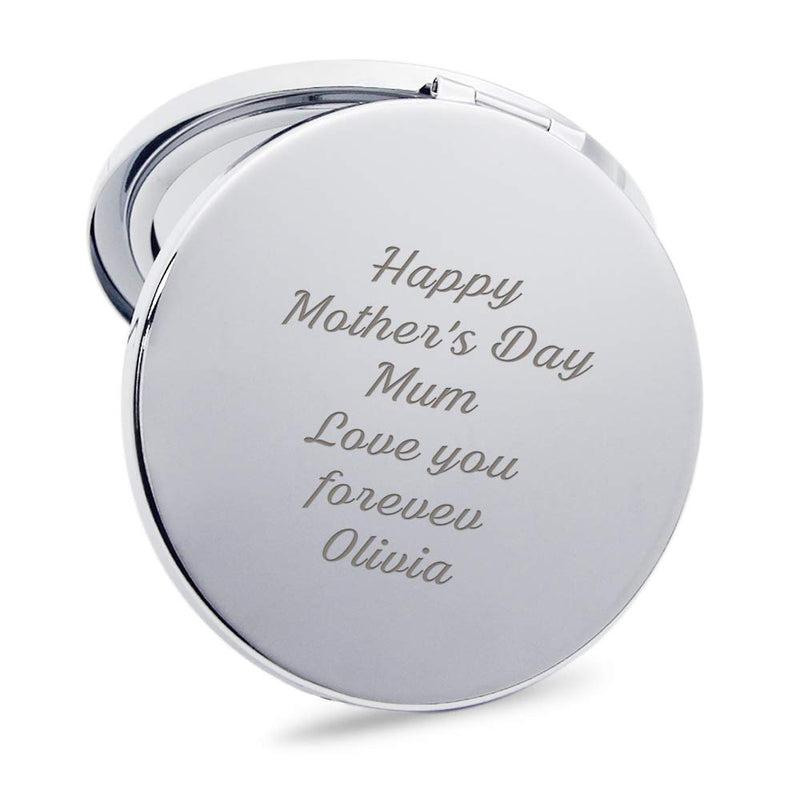 [Australia] - EDSG Personalised Mothers Day Compact Mirror Laser Engraved Mirror for Women Customized Gift for Her, Mum，Girl, Bridesmaid, Friend on Birthday, Wedding, Anniversary, Mother's Day (Any Text) Any Text 