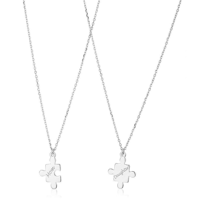 [Australia] - Vanbelle Sterling Silver Jewelry"Mom" &"Daughter" Pair Necklace with Rhodium Plating for Women and Girls 