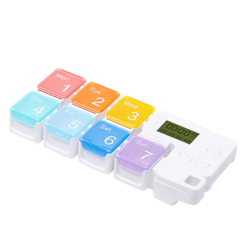 [Australia] - SUPVOX Pill Case Reminder Smart Digital Alarm Pill Box 7 Compartments Medicine Case Organizer for Travel School Office Older Without Battery (Rainbow) 