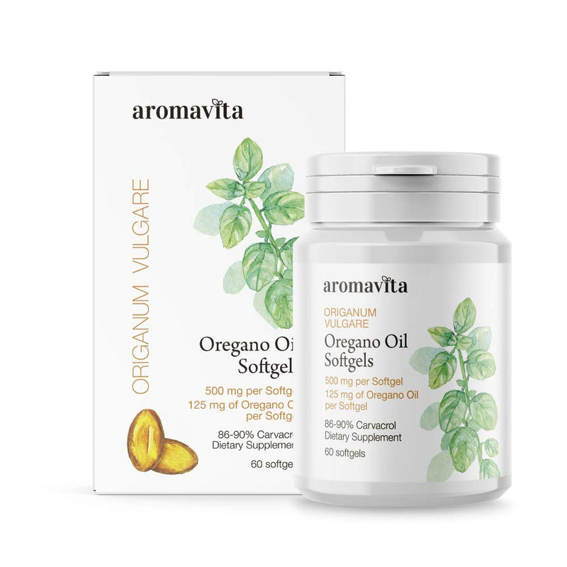 [Australia] - Aromavita Oregano Oil Capsules – Non GMO and Gluten Free, Greek Oregano Oil Containing 108mg Per Serving – Over 86-90% Carvacrol – Oregano Oil Food Supplement – 60 Softgels, Regular 