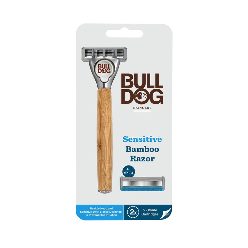 [Australia] - Bulldog Skincare - Sensitive Bamboo Razor for Men + Extra Blade for Shaving 2 Piece Set 