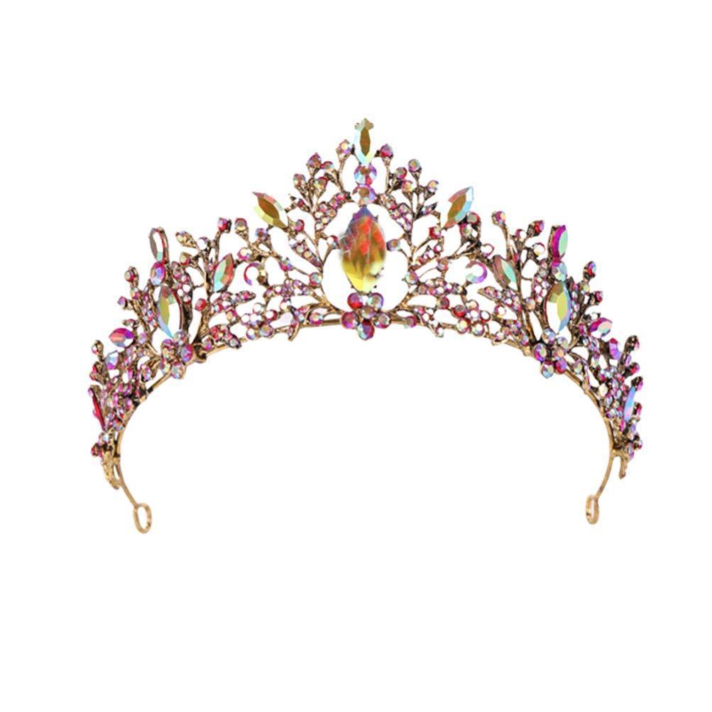 [Australia] - Minkissy Baroque Queen Crown Vintage Rhinestone Tiara Bridal Crown Headband Wedding Hair Jewelry forGirls Woman 