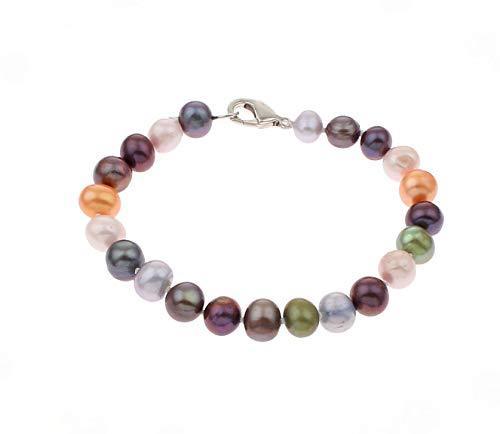 [Australia] - TreasureBay Stunning Multi-colour 8-9mm Potatos Shaped Pearl Bracelet for Women and Girls 