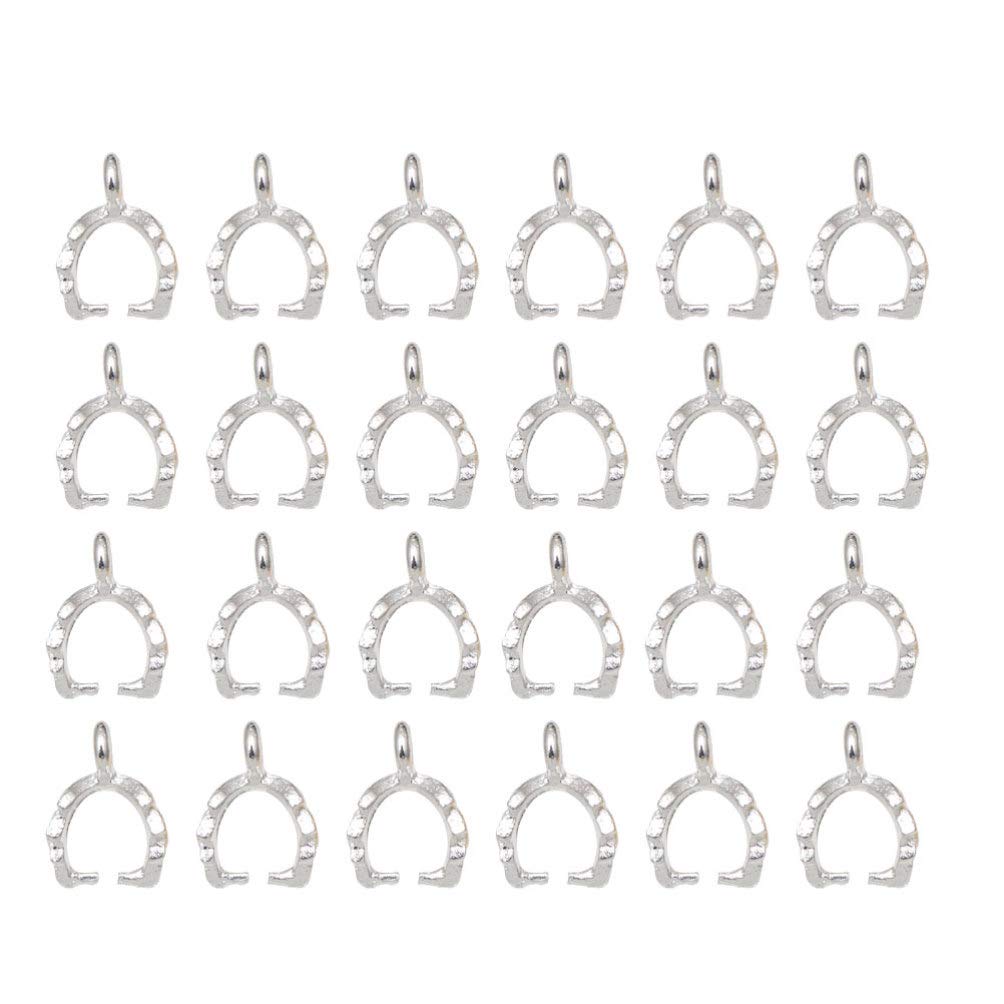 [Australia] - Milisten 100pcs Pinch Clip Bail Clasp Dangle Charm Bead Pendant Connector Findings for Jewelry Making (Silver) Silver 