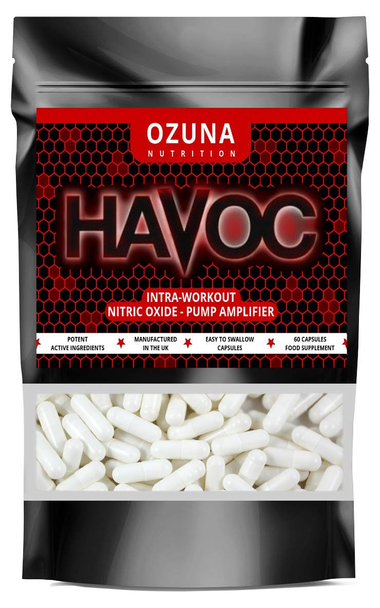 [Australia] - Havoc Nitric Oxide Supplement with L Arginine & Citrulline Malate for Muscle Growth, Pumps, Vascularity, & Energy - Extra Strength Pre/Intra Workout N.O. Booster & Muscle Builder - 60 Capsules 