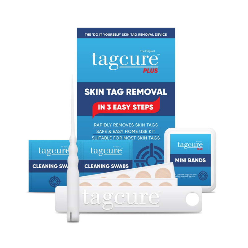 [Australia] - Tagcure PLUS Skin Tag Removal Kit For Easy Skin Tag Removal - Includes x10 Tag Bands x10 Cleaning Swabs & x10 Plasters To Cover Tag Area (For Tags Between 0.5cm - 0.7cm) 
