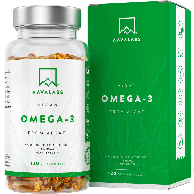 [Australia] - Premium Vegan Omega 3 High Strength [ 1100 mg ] - 600 mg DHA and 300 mg EPA per Daily dose of 4 Capsules- 120 Algae Omega 3 - with Vitamin E - from Sustainable Plant-Based Algae Oil - 1 Month Supply 