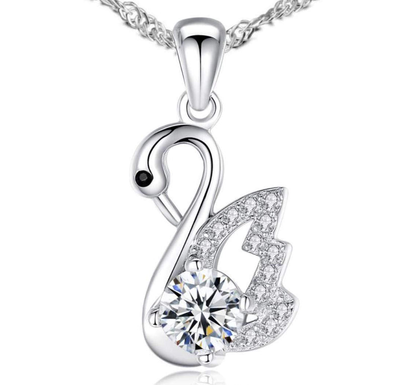 [Australia] - Sunnyshopday 925 Sterling Silver,Swan Pendant.18 inches,Prince of Wales Chain,Diamond Cut Twist Curb Necklace Chain Women Girls Jewelery Box 