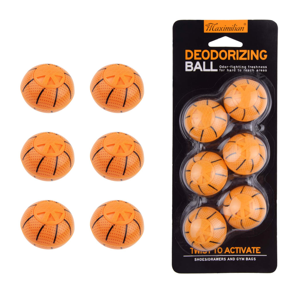 [Australia] - MAXIMILIAN Shoe Deodorizer Balls 6 Pack - Odor Eliminator, Freshener for Sneakers, Gym Bags, Lockers and Drawers Yellow 