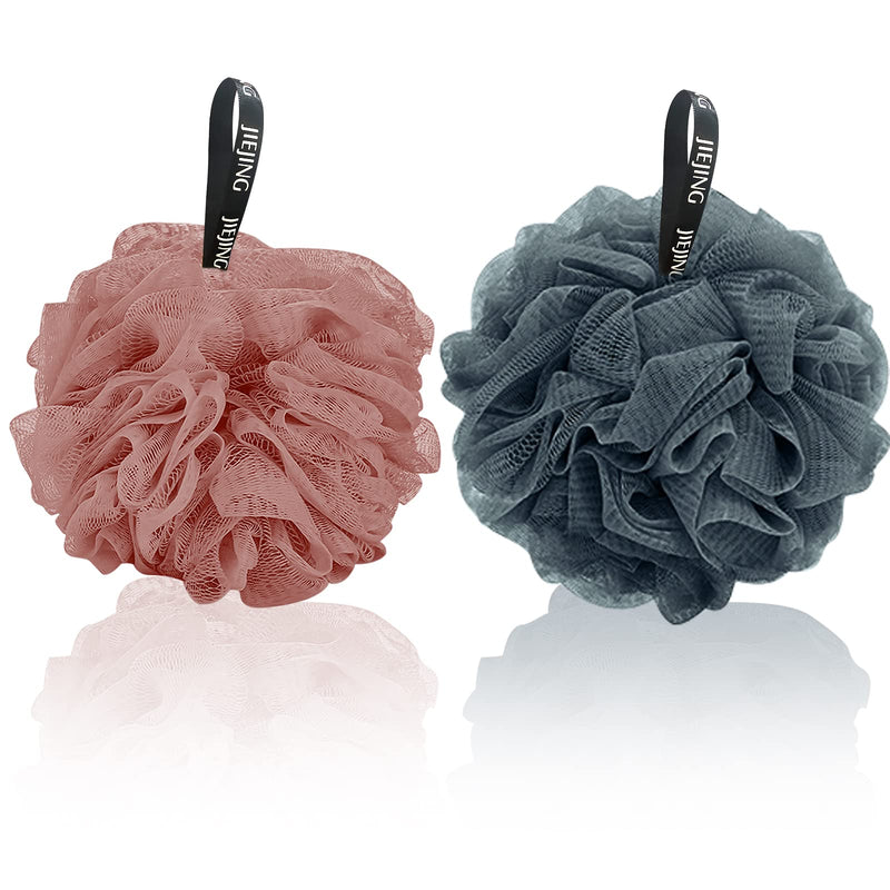 [Australia] - Bath Sponge Shower Puff Soft Loofah Sponge Pouf Exfoliating Mesh Shower Ball for Adults Men Women 2 Count (Pack of 1) 