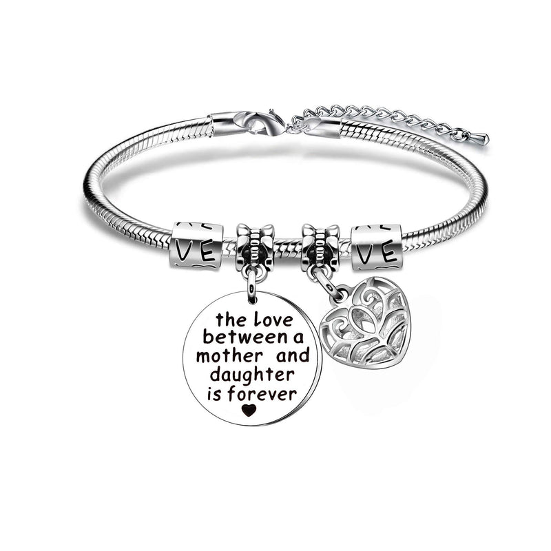 [Australia] - Maxforever Mum Daughter Bracelet Gifts" The Love Between a Mother and Daughter is Forever" Perfect Gift for Mother Daughter (Silver) 