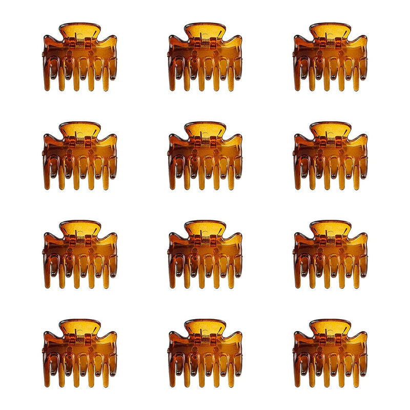 [Australia] - 12 PCS Small Hair Clips Women Brown 1.2 Inches Medium Size Hair Claws Clip Hair Styling Butterfly Hair Clamp 