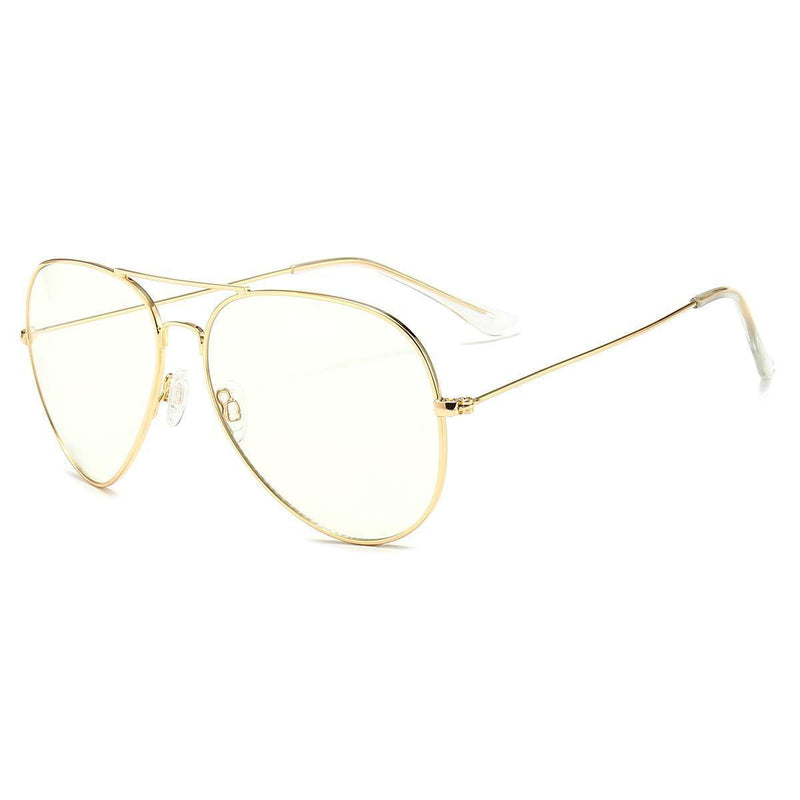 [Australia] - Blue Light Blocking Glasses Computer Glasses Anti Fatigue Eyeglasses Vintage Metal Frame Game Glasses for Women Men Gold 