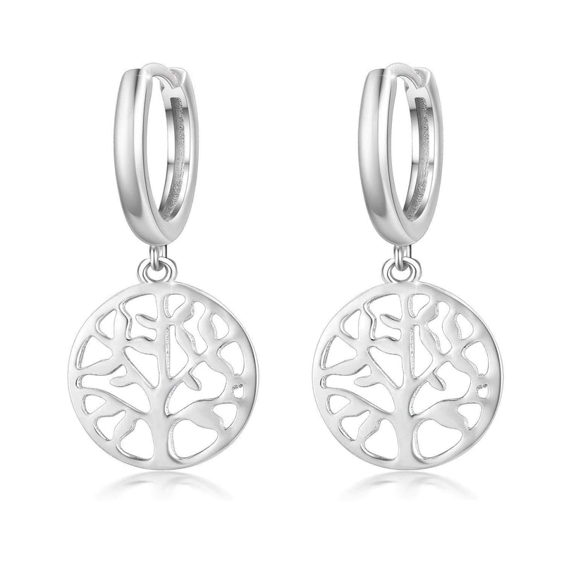 [Australia] - Tree of Life Earring 925 Sterling Silver Small Hoop Earings Tree of Life Jewellery for Women Huggie Earrings for Girls Kids 