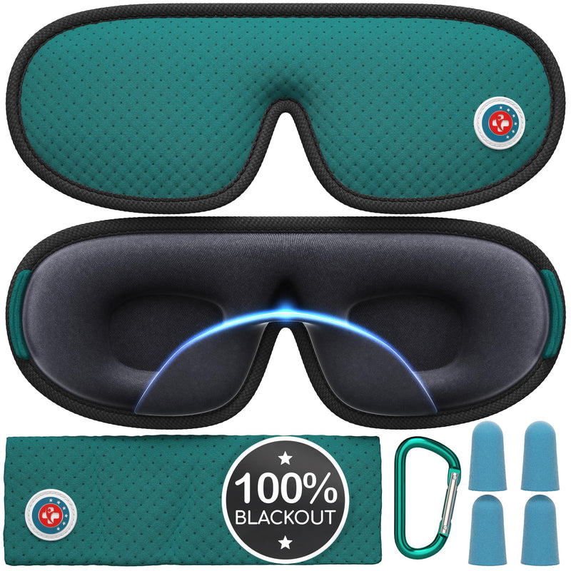 [Australia] - Medi Grade 100% Blackout Eye Mask for Sleeping - Breathable 3D Sleep Masks for Men and Women with Sleep Aid Zero-Eye-Pressure Technology - Comes with Sleep Mask, 4x Ear Plugs for Sleep & Carabiner Bag 