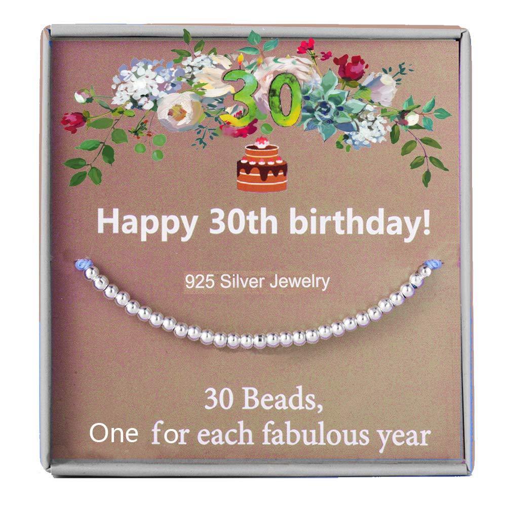 [Australia] - Birthday Gifts for 30th WomenBracelet Gifts for Girls Silver Beads bracelet for 30 Year Old Girl Jewellery Gift Idea 