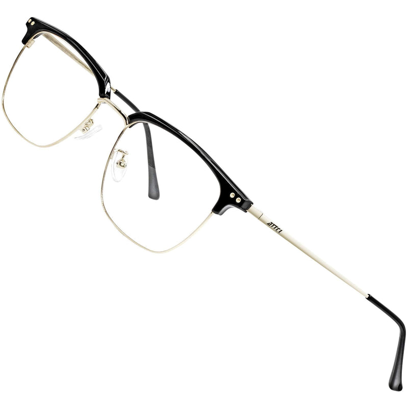[Australia] - ATTCL Unisex Blue Light Blocking Glasses Men Women for Reduce Headache Anti Eye Fatigue Rectangular Gaming glasses Black+sliver 