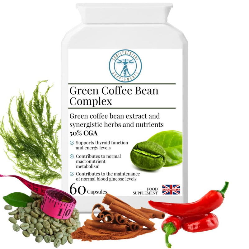 [Australia] - Complementary Supplements | Green Coffee Bean Complex | MAX Strength 50% Chlorogenic Acid CGA | Herbal Formula | Metabolism Weight Loss & Cravings Management Support | Vegan | 60 Capsules 