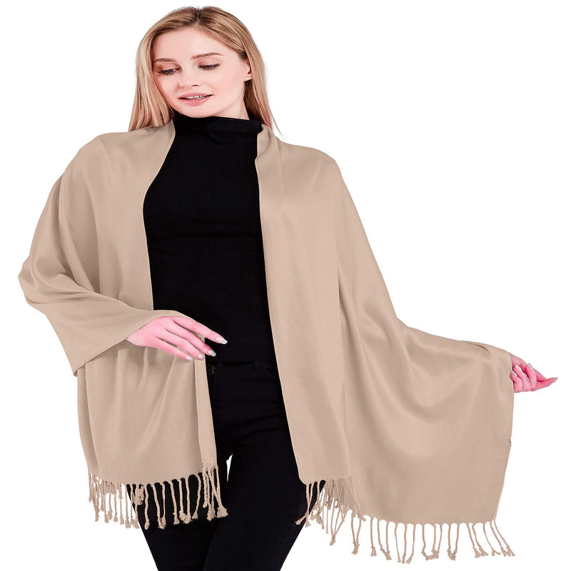 [Australia] - CJ Apparel Solid Colour Design Nepalese Shawl Seconds Scarf Wrap Stole Throw Head Wrap Face Cover Pashmina NEW Champagne Pink 