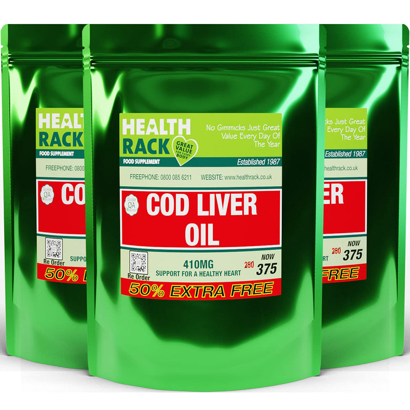 [Australia] - Cod Liver Oil 410mg 1125 Capsules, 3 Years Supply, High in Omega 3, Vitamins A & D Contributes Towards Normal Skin, Hair, Nails, Bones, Eyes, Teeth, Brain & Immune System 