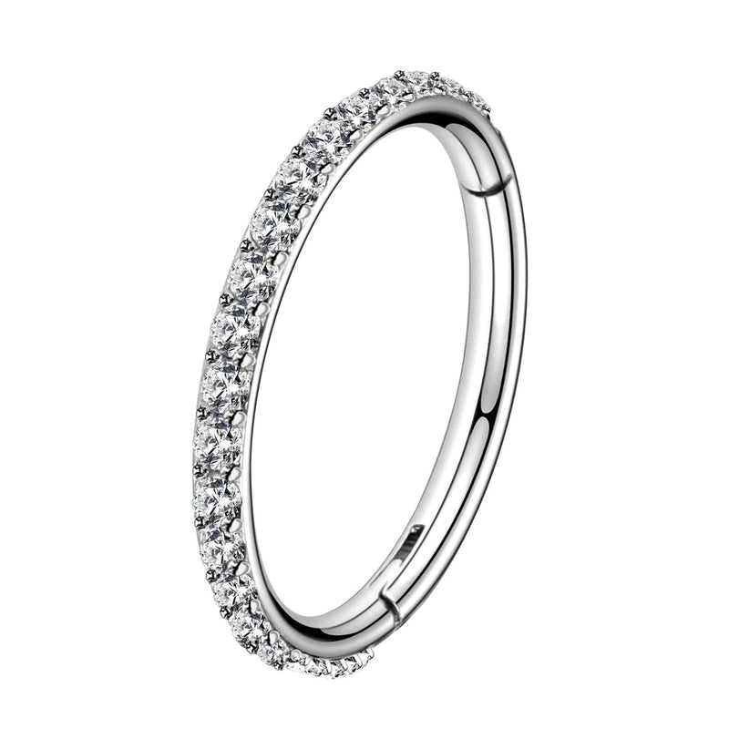 [Australia] - OUFER 16G 14G 6/8/10/12mm Cartilage Earring Hoop Stainless Steel CZ Line Helix Earring Hoop Daith Earring Piercings Jewellery Steel+12mm Diameter 
